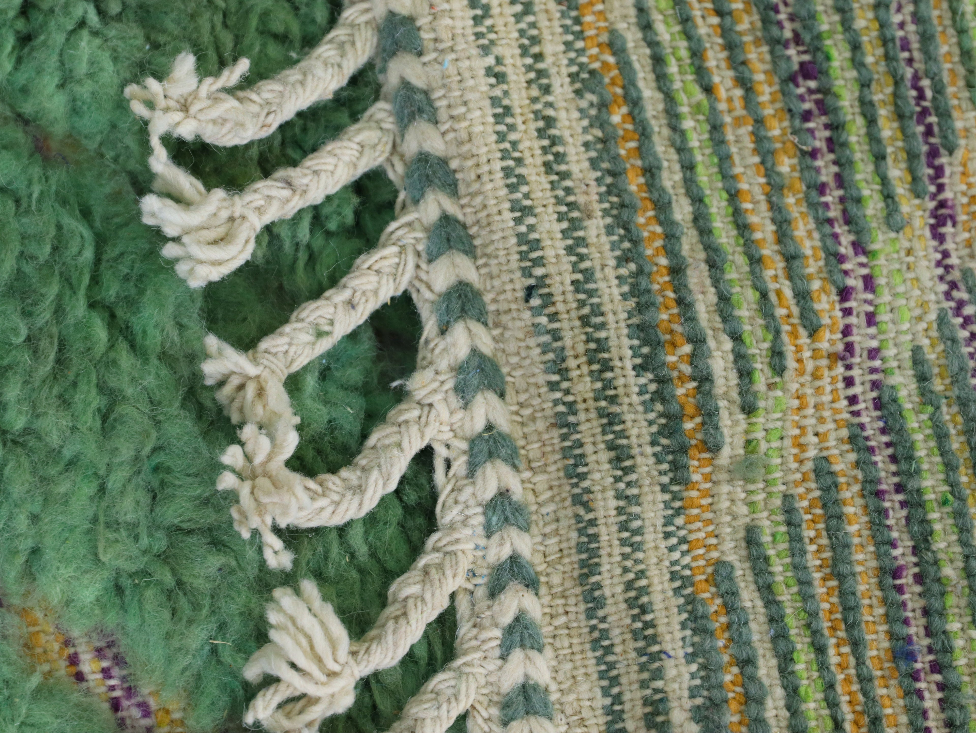 Green Beni Ourain Rug - Handmade Moroccan Wool Carpet 6x9 - A95
