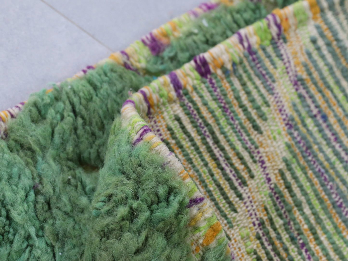 Green Beni Ourain Rug - Handmade Moroccan Wool Carpet 6x9 - A95