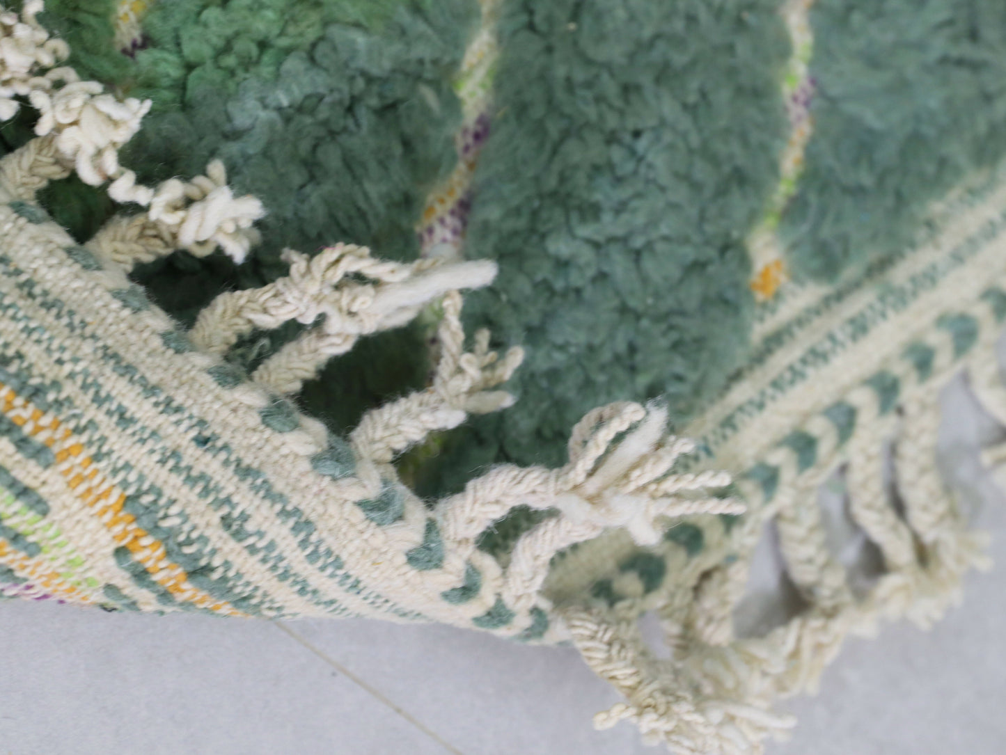 Green Beni Ourain Rug - Handmade Moroccan Wool Carpet 6x9 - A95