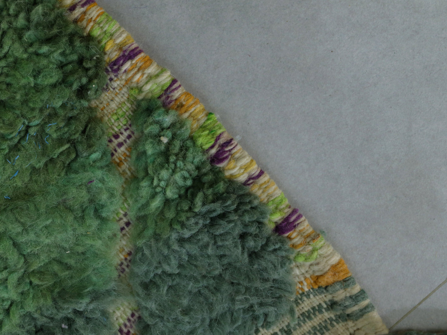 Green Beni Ourain Rug - Handmade Moroccan Wool Carpet 6x9 - A95