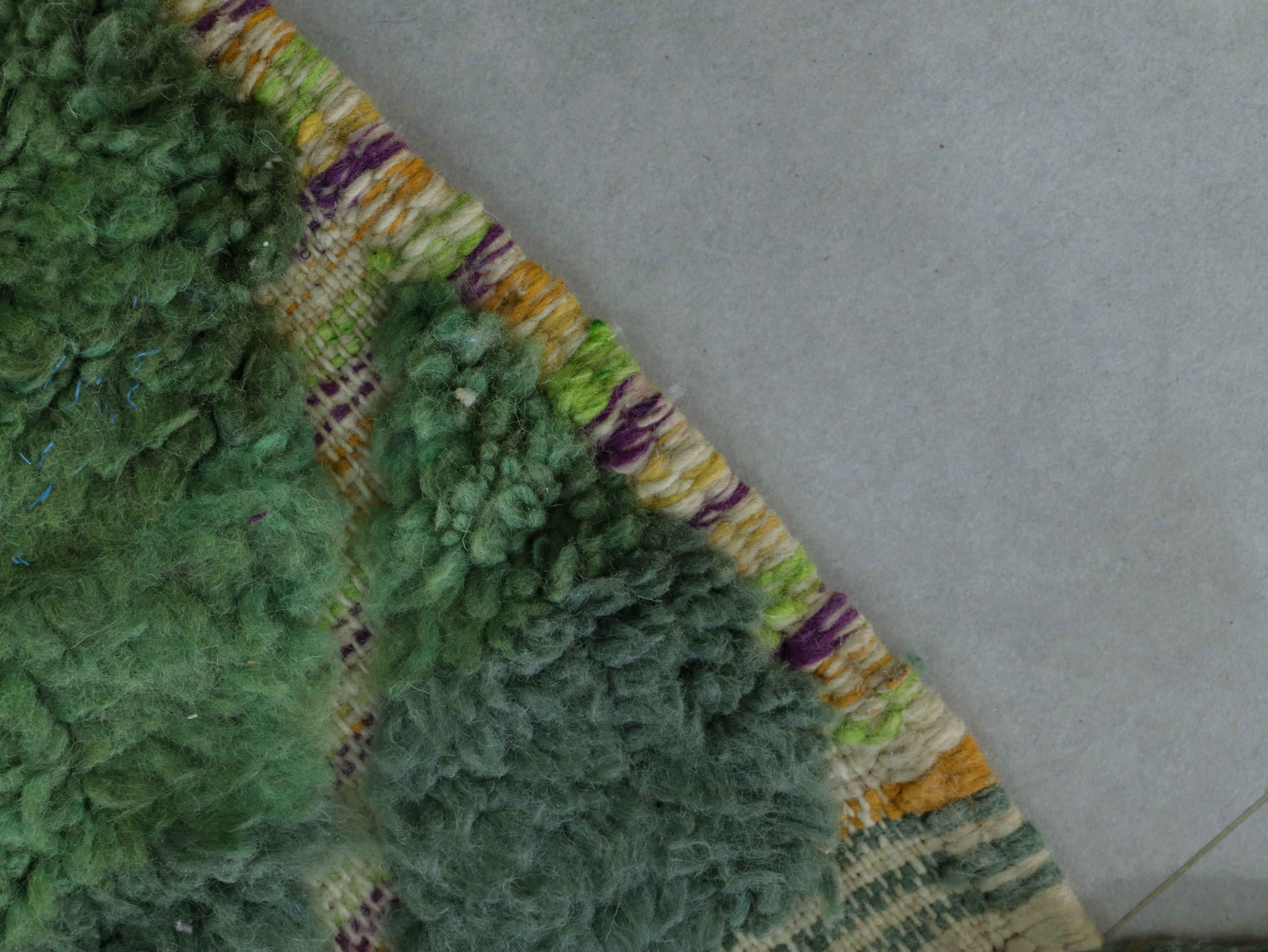 Green Beni Ourain Rug - Handmade Moroccan Wool Carpet 6x9 - A95