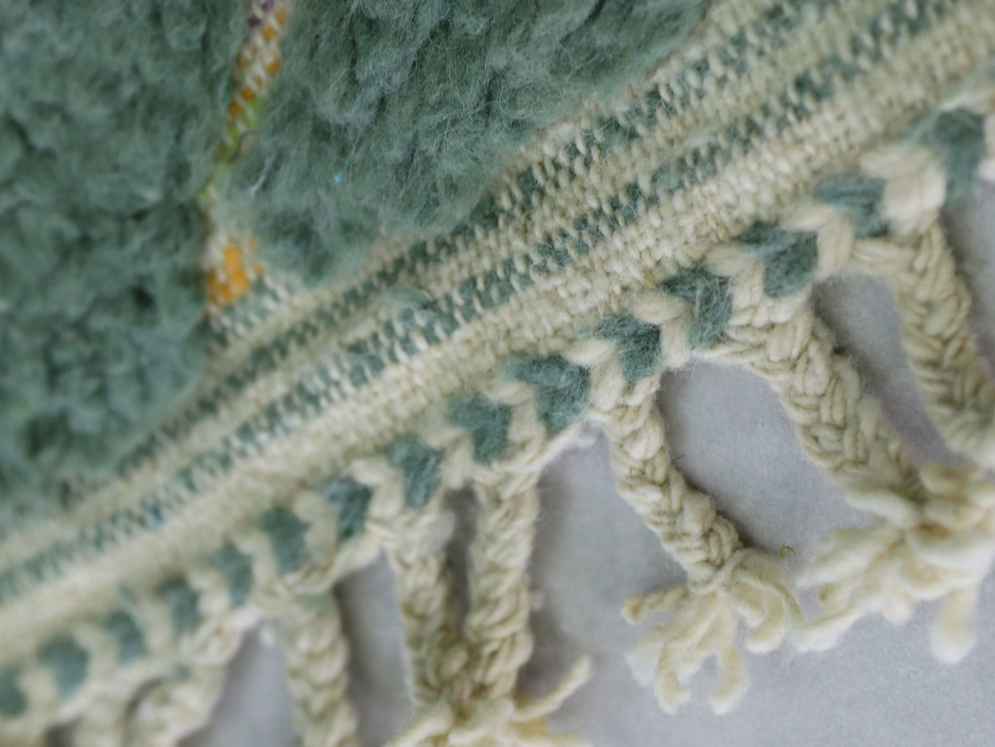 Green Beni Ourain Rug - Handmade Moroccan Wool Carpet 6x9 - A95