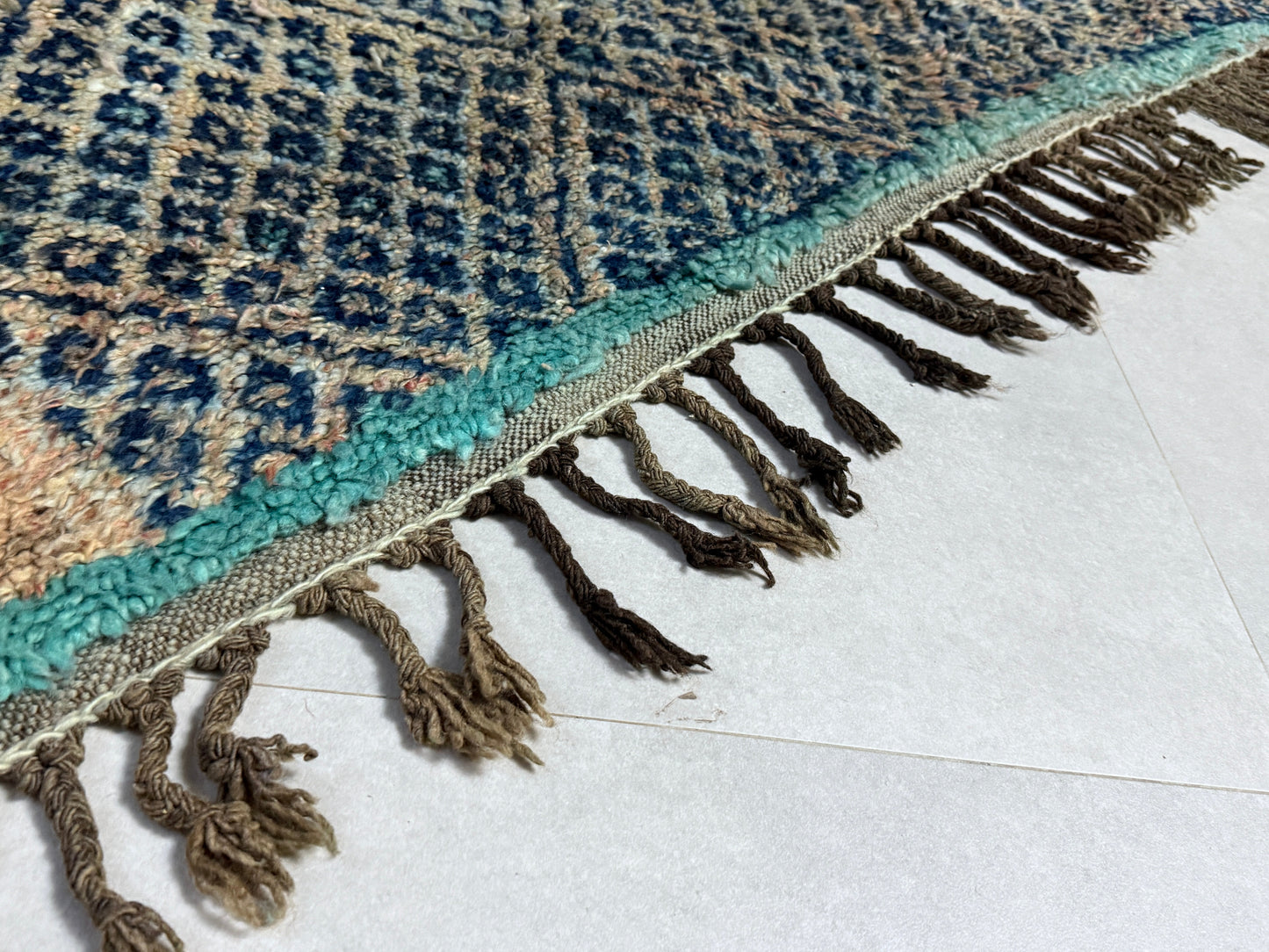 Blue Berber Handmade Wool Carpet 5x11 - F47