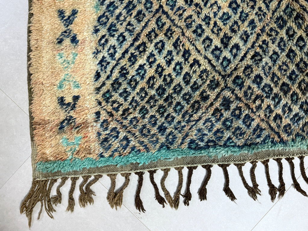Blue Berber Handmade Wool Carpet 5x11 - F47