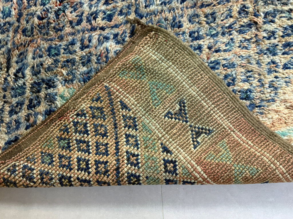 Blue Berber Handmade Wool Carpet 5x11 - F47