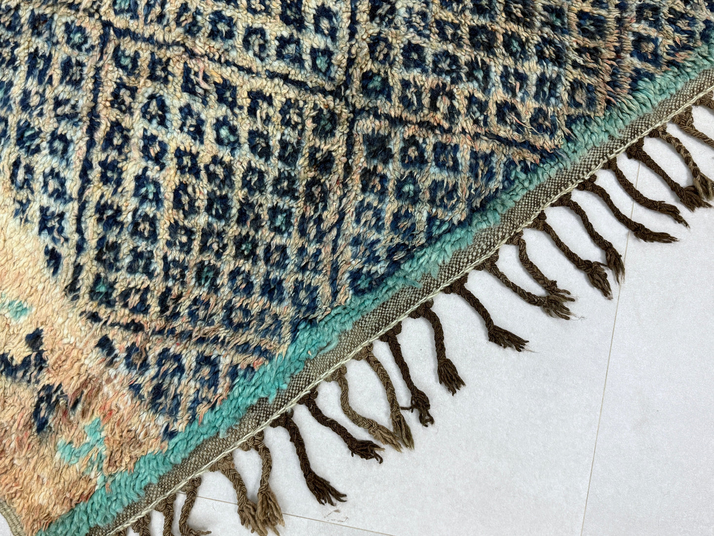 Blue Berber Handmade Wool Carpet 5x11 - F47