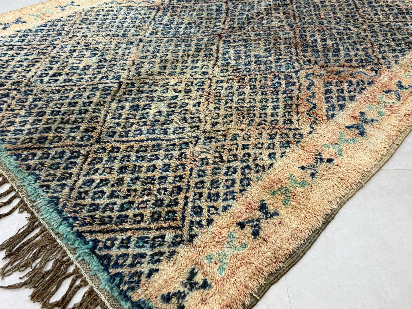 Blue Berber Handmade Wool Carpet 5x11 - F47