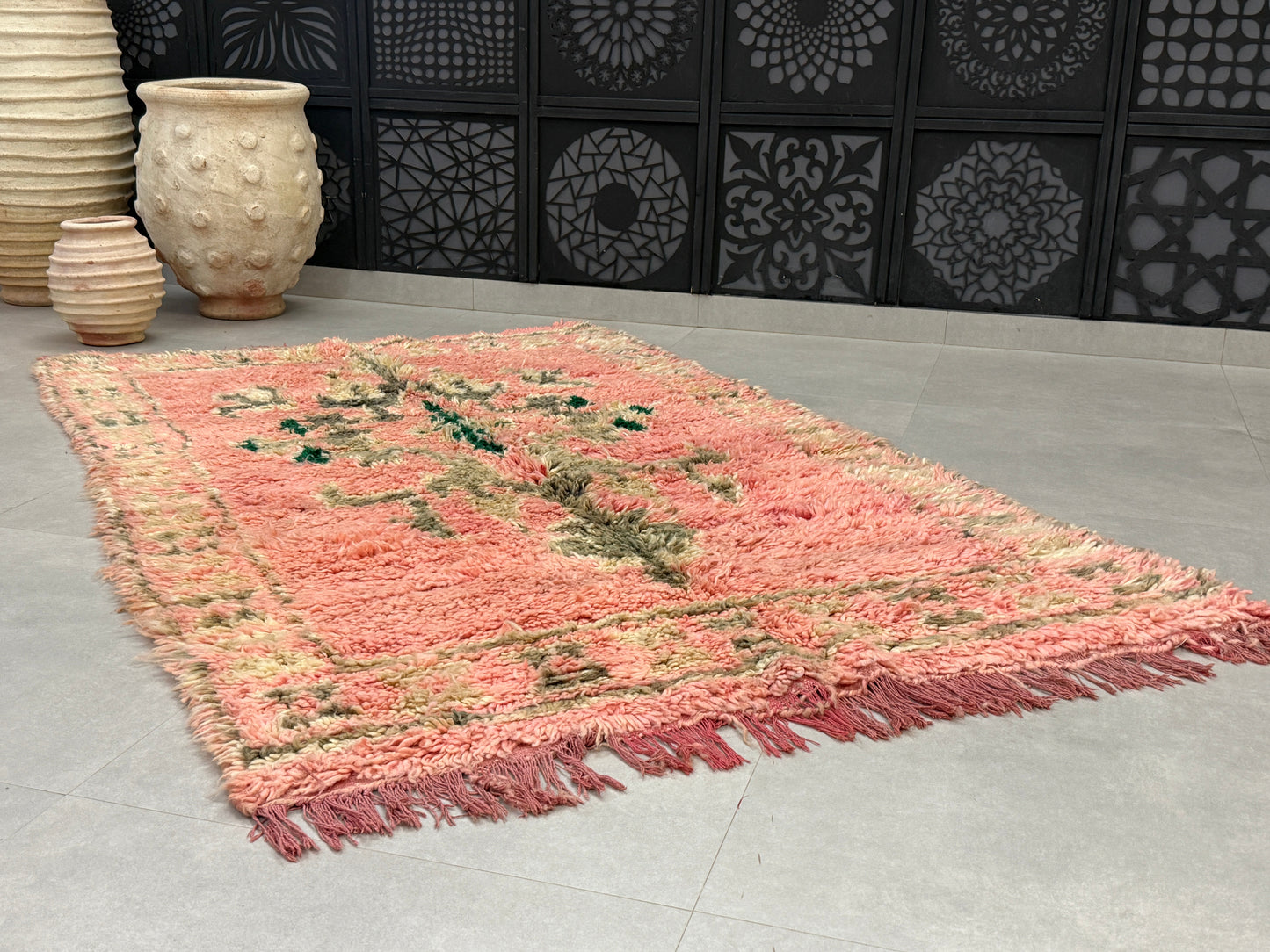 Pink Shag vintage rug - F70