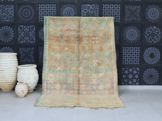 Vintage Moroccan Rug - Handwoven Wool Carpet 6x9 - C58