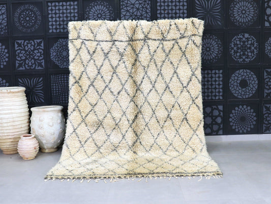 Vintage Beni Ourain Moroccan Rug 6x9- Handcrafted Wool Rug A85