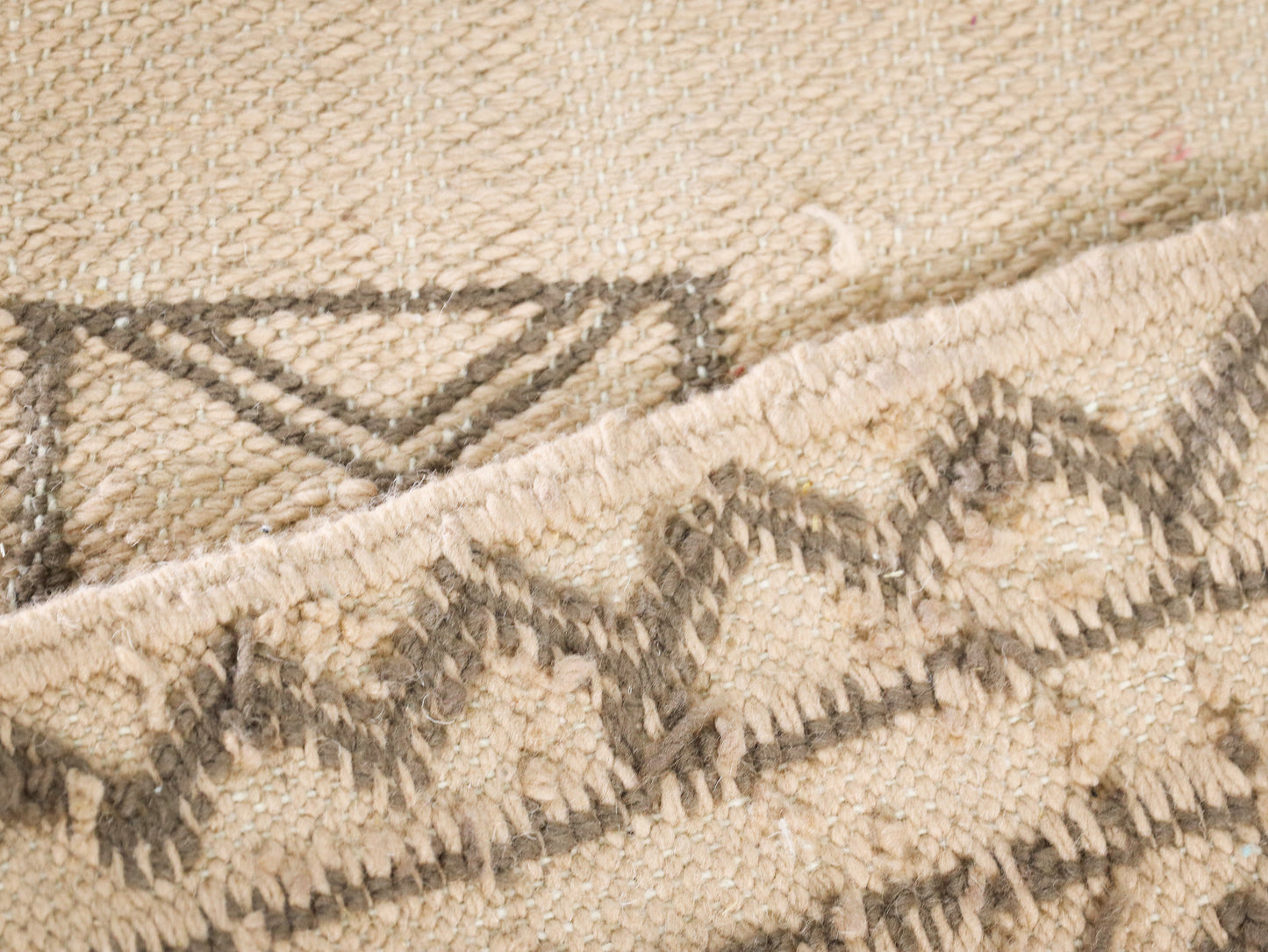 Handmade Moroccan Wool Rug - Beige Minimalist Geometric Pattern - Bohemian Decor 7x10 - J2