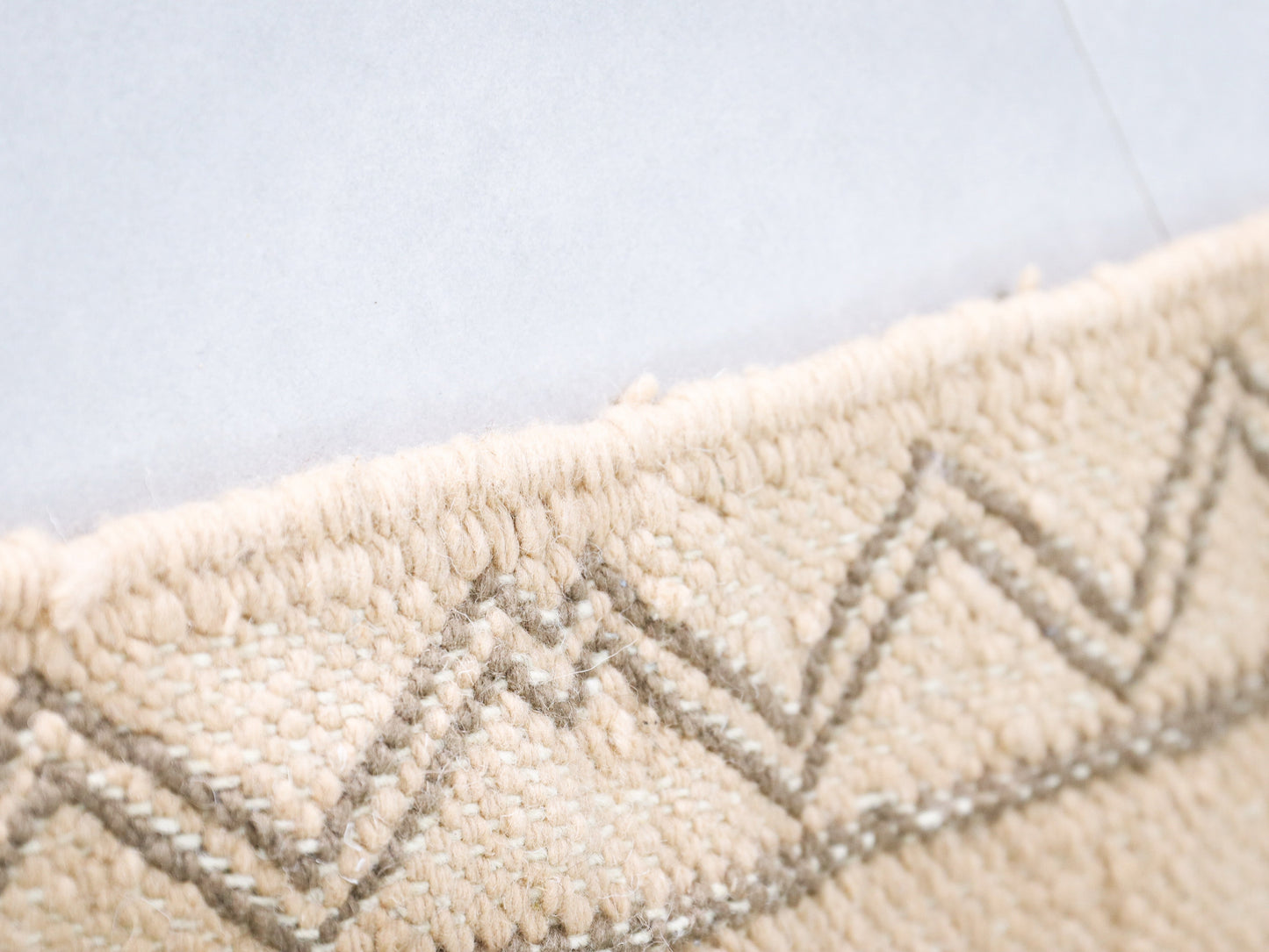 Handmade Moroccan Wool Rug - Beige Minimalist Geometric Pattern - Bohemian Decor 7x10 - J2