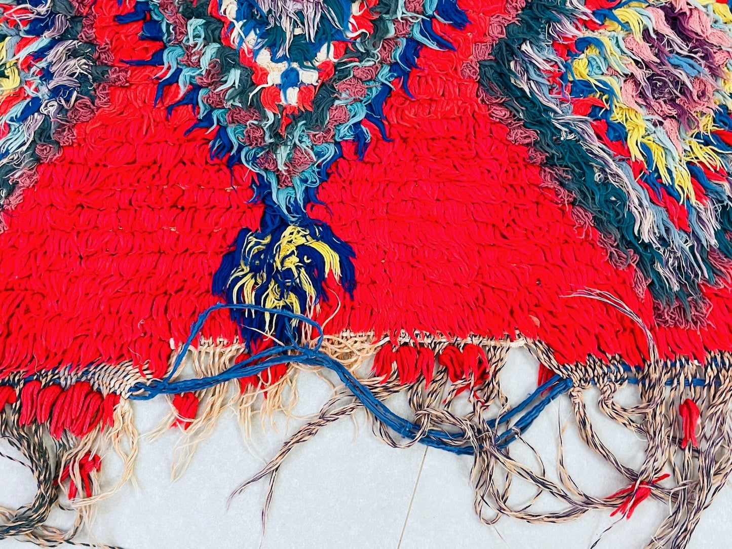 Red Moroccan Boucherouite Rug 3x8 ft - N7215