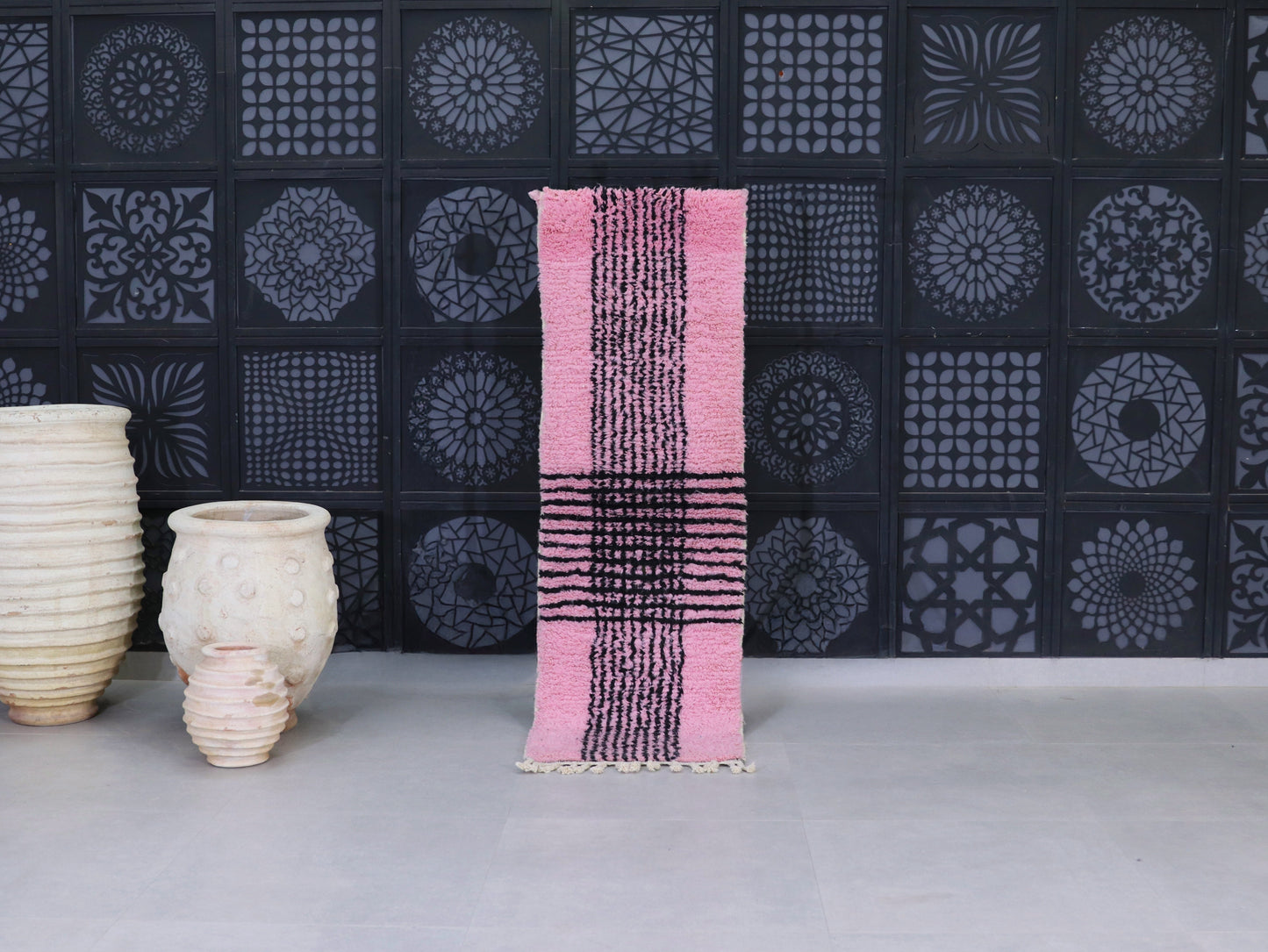 Pink Moroccan Runner Rug 2x7 - B21