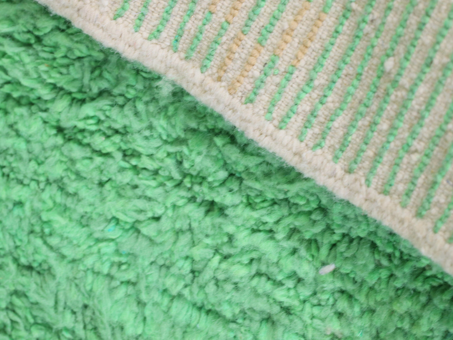 Handmade Moroccan Green Wool Rug 4x6 - B10