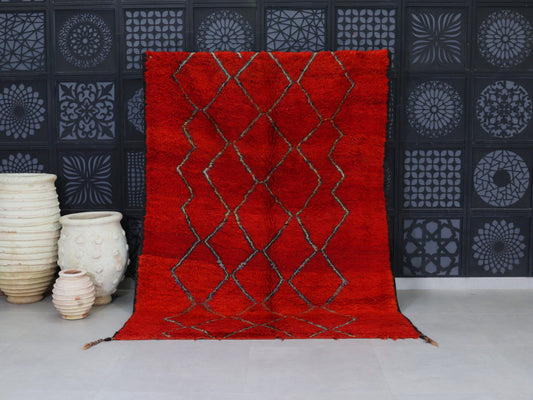 Red Moroccan Rug - Handwoven Berber Wool Rug 6x9 - C66